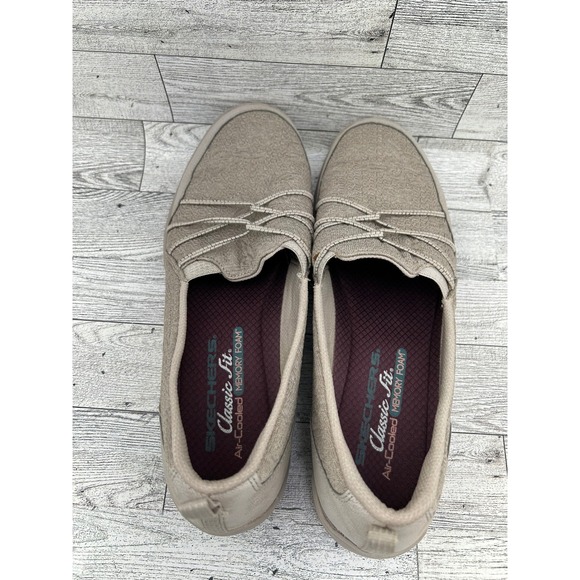 Skechers Classic Fit Taupe Slip On Bungee Loafers 23129 Womens 8.5 Memory Foam - Picture 9 of 12